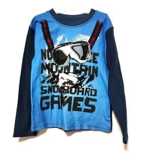 snowboarding sz XS boys blue Long Sleeve shirt Pajama Graphic Design tee kids